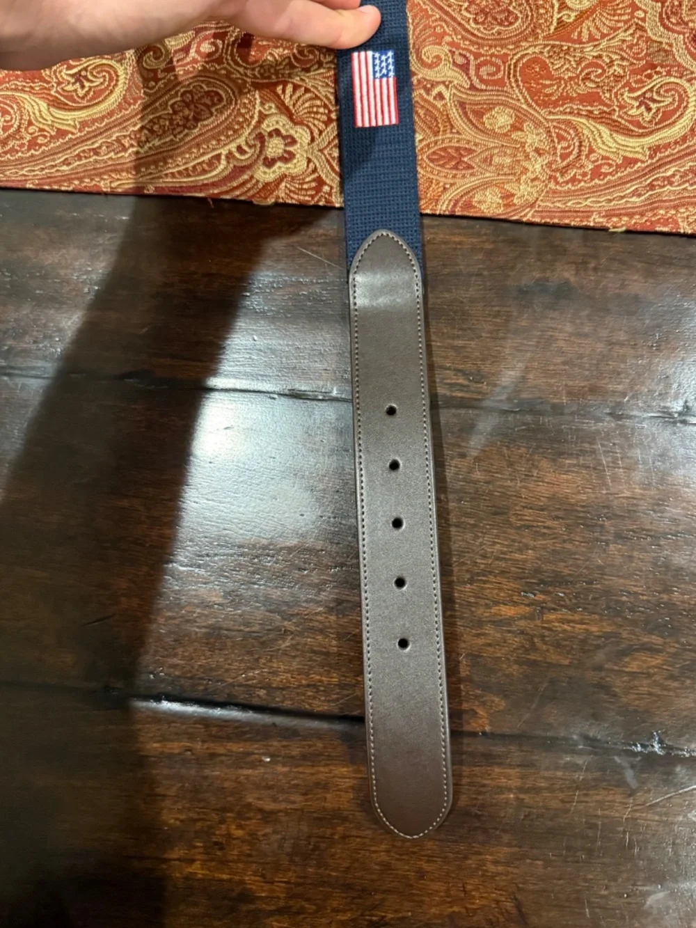 Penguin Men's Size 36 Navy American Flag Belt MSRP $60